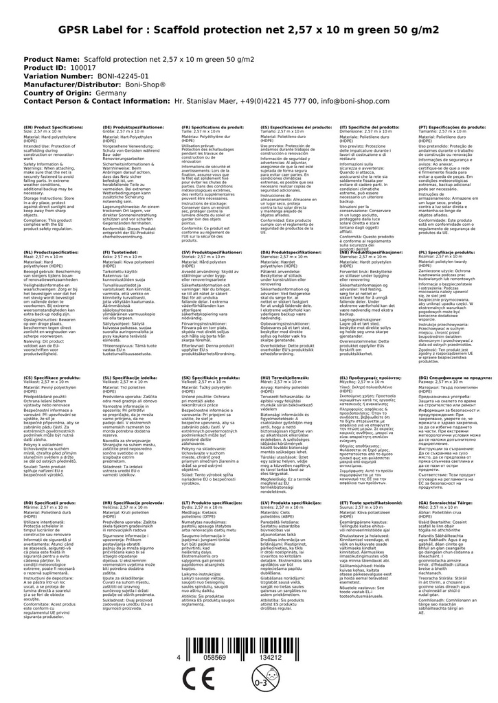 Gerüstschutznetz 2,57 x 10 m grün 50 g/m²-2