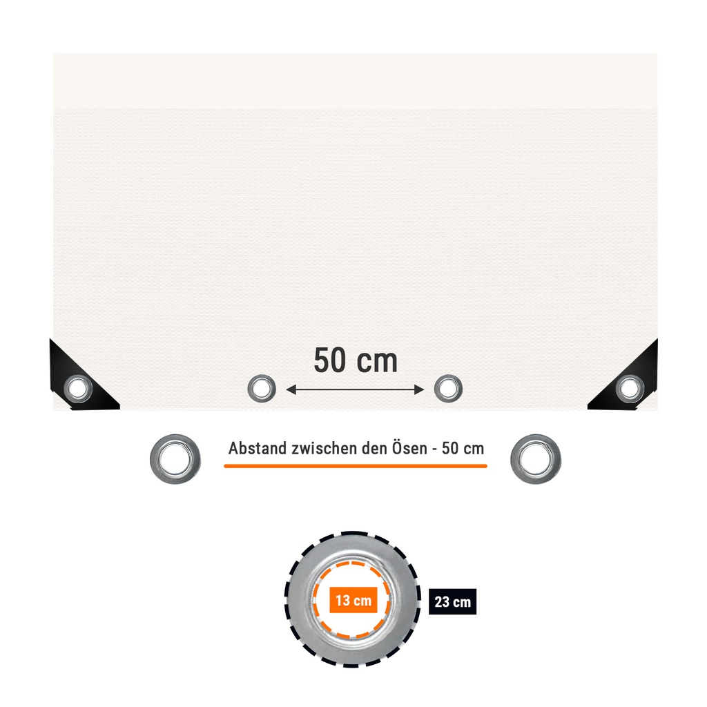 weiss 650 g/m² PVC 5 x 8m (40m²) Plane-2