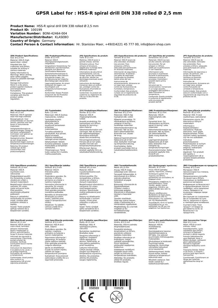 HSS-R Spiralbohrer DIN 338 rollgewalzt Ø 2,5 mm-2