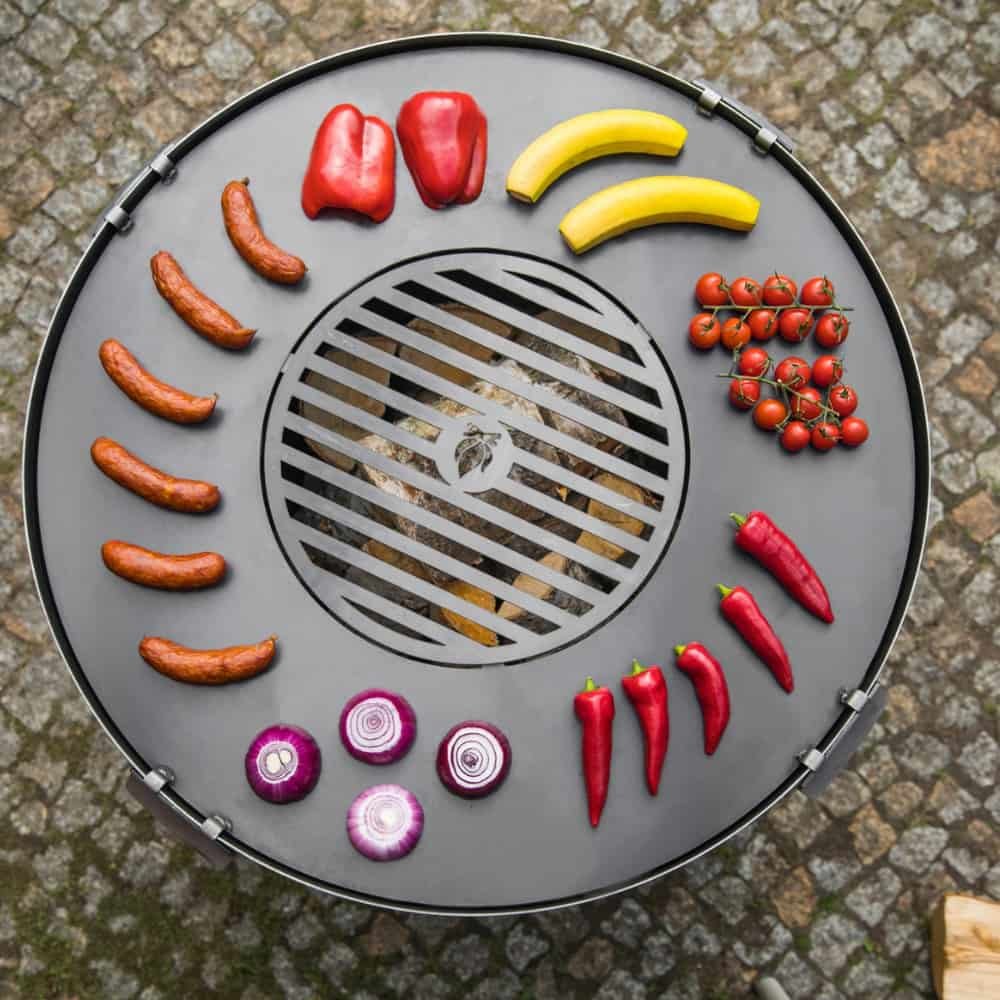 Grillplatte aus Naturstahl für Feuerschale 78 cm + Grillrost 36 cm und 4 Griffen-0