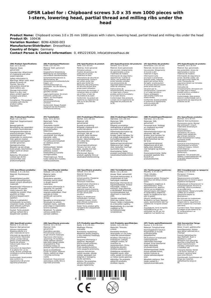 Spanplattenschrauben 3,0 x 35 mm 1000 Stück mit I-Stern, Senkkopf, Teilgewinde und Fräsrippen unter dem Kopf-2