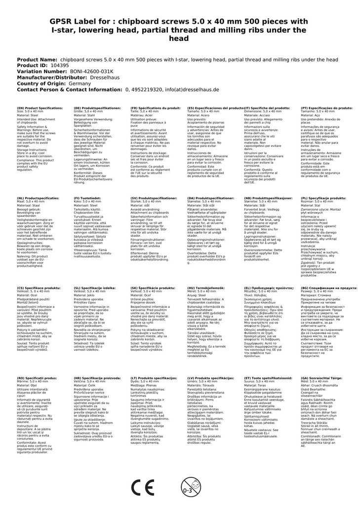 Spanplattenschrauben 5,0 x 40 mm 500 Stück mit I-Stern, Senkkopf, Teilgewinde und Fräsrippen unter dem Kopf-1