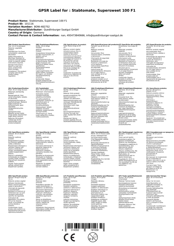 Stabtomate, Supersweet 100 F1-1