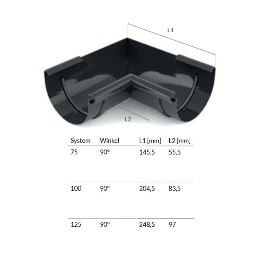 Eckstück Innen 90° braun System 100-0