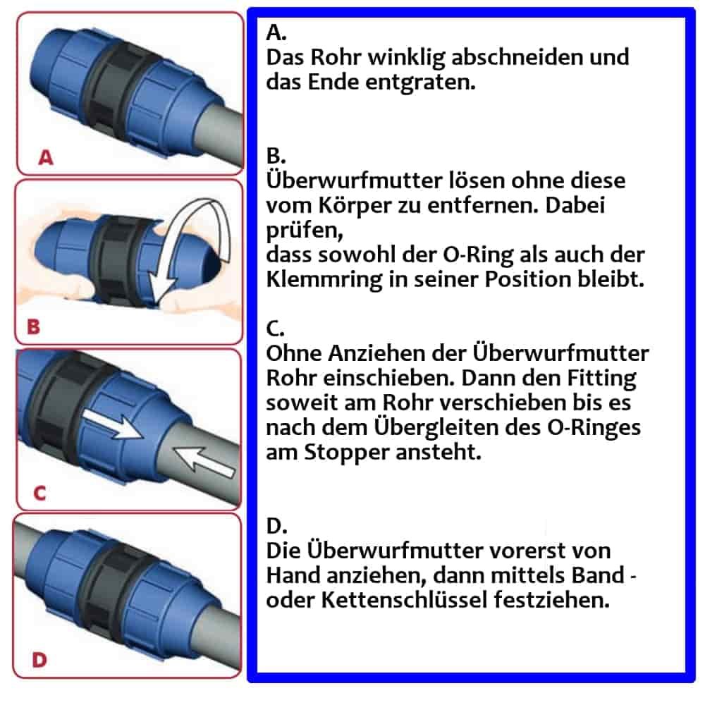 PP PE Rohr Verschraubung T-Stück 32 x 1" IG x 32-2