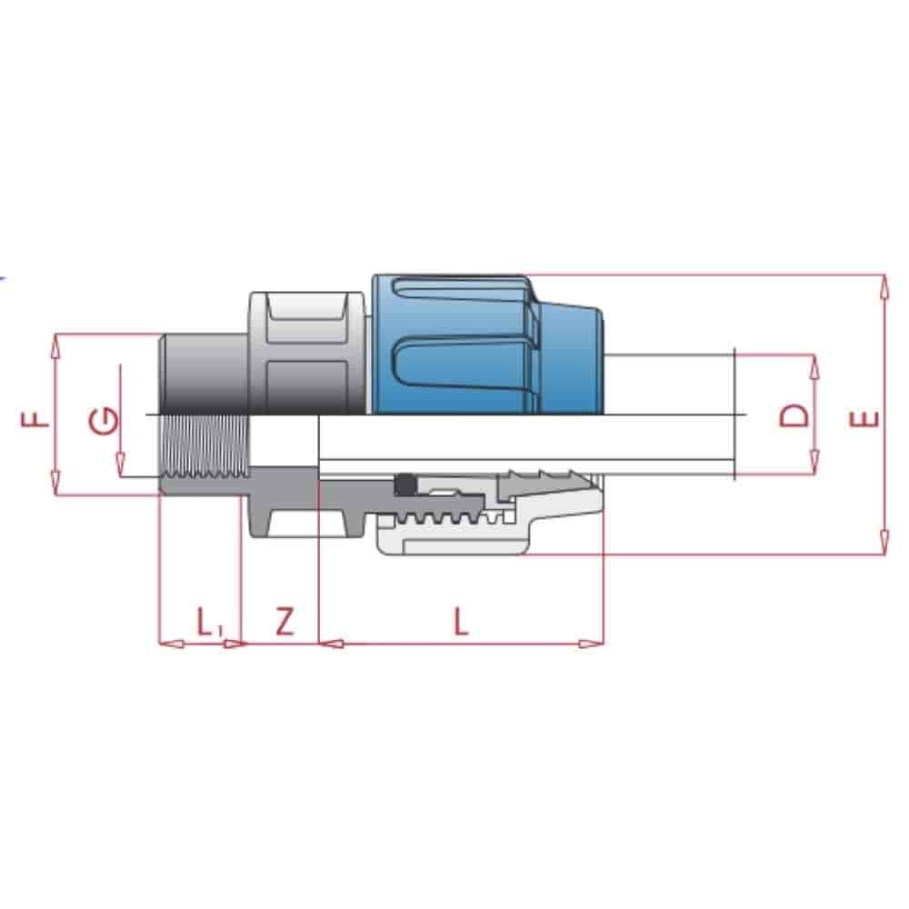 PP PE Rohr Verschraubung Kupplung IG 20 x 1/2"-4