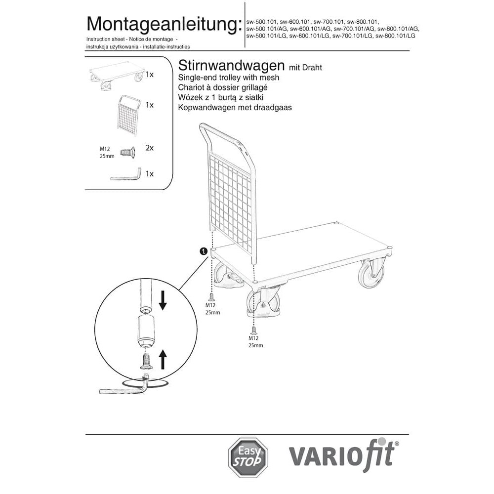 Drahtgitter Stirnwandwagen 400 kg Typ S + EasySTOP-0