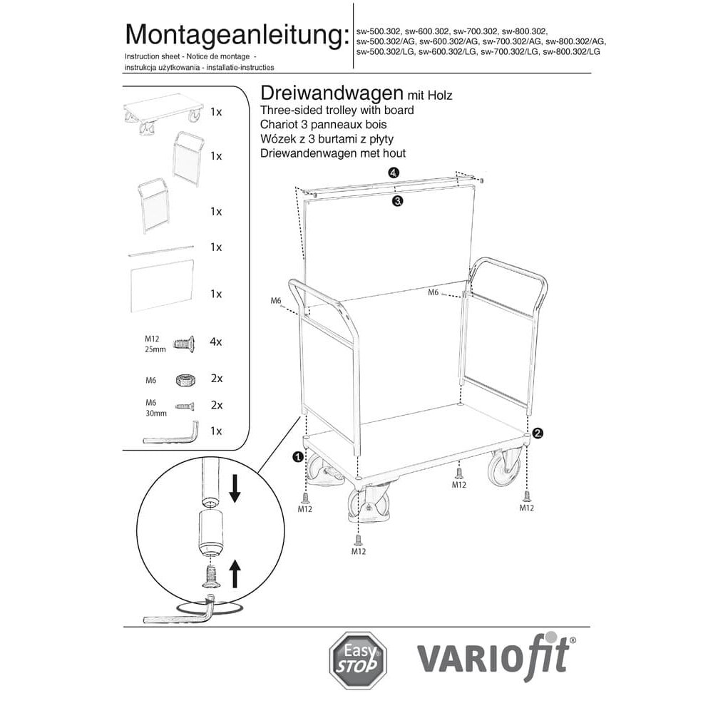 Dreiwandwagen 400 kg Typ S + EasySTOP-0