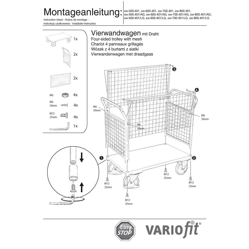 Drahtgitter Vierwandwagen 400 kg Typ S + EasySTOP-0