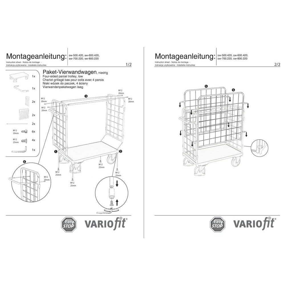 Paket-Vierwandwagen niedrig Typ S + EasySTOP-1