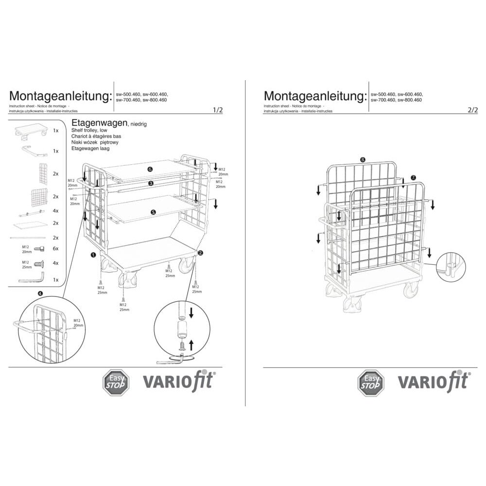 Paket-Vierwandwagen mit 3 Böden Typ S + EasySTOP-0