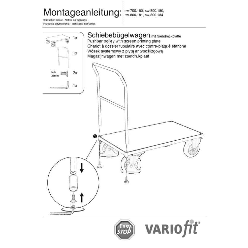 Schiebebügelwagen 1000 kg Typ S + EasySTOP-0