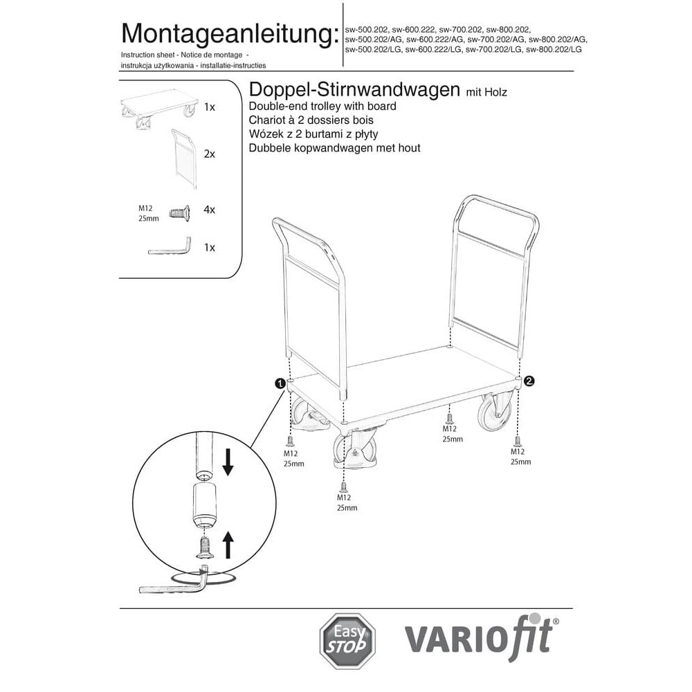 Doppel-Stirnwandwagen 500 kg Typ L + EasySTOP-0