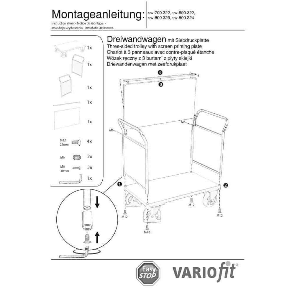 Dreiwandwagen 1000 kg Typ S + EasySTOP-0