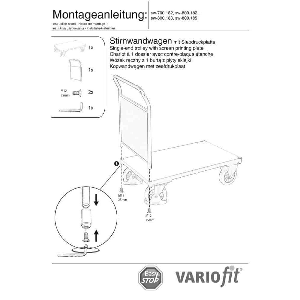 Stirnwandwagen 1000 kg Typ L + EasySTOP-0