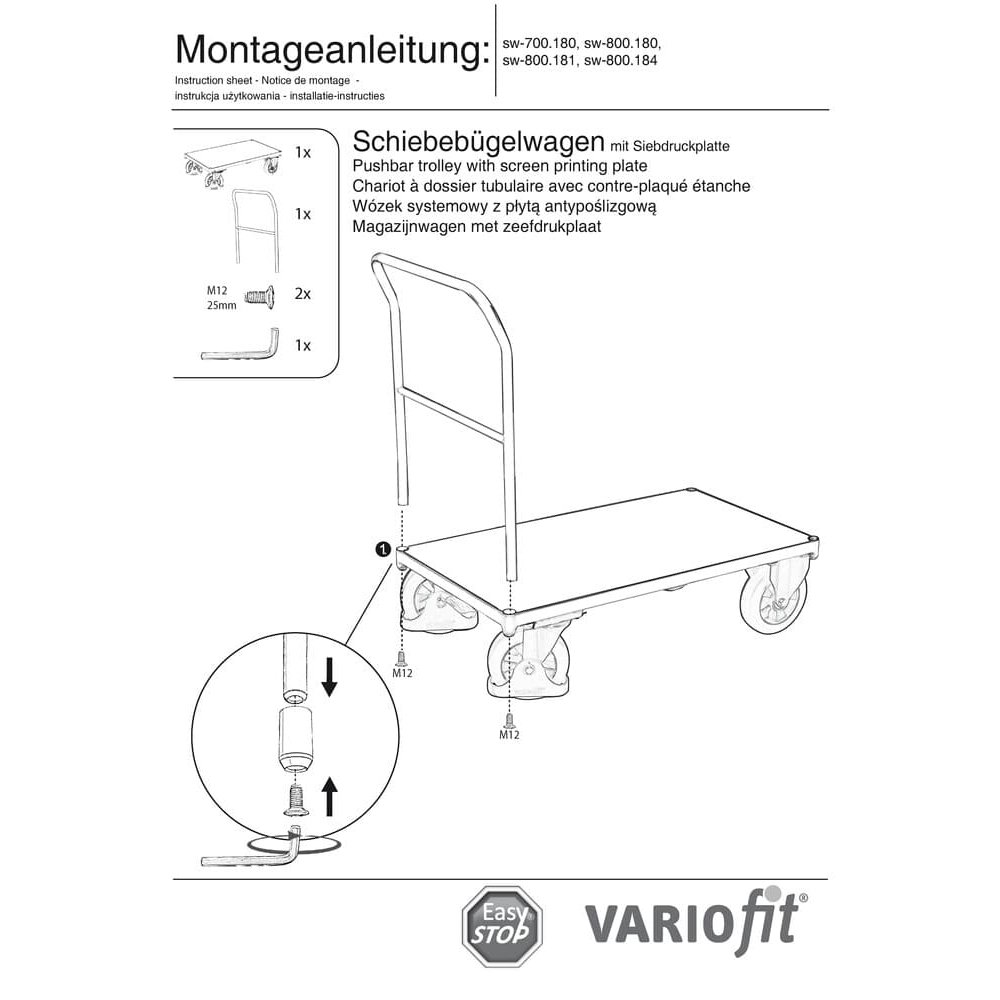 Schiebebügelwagen 1000 kg Typ XL + EasySTOP-0