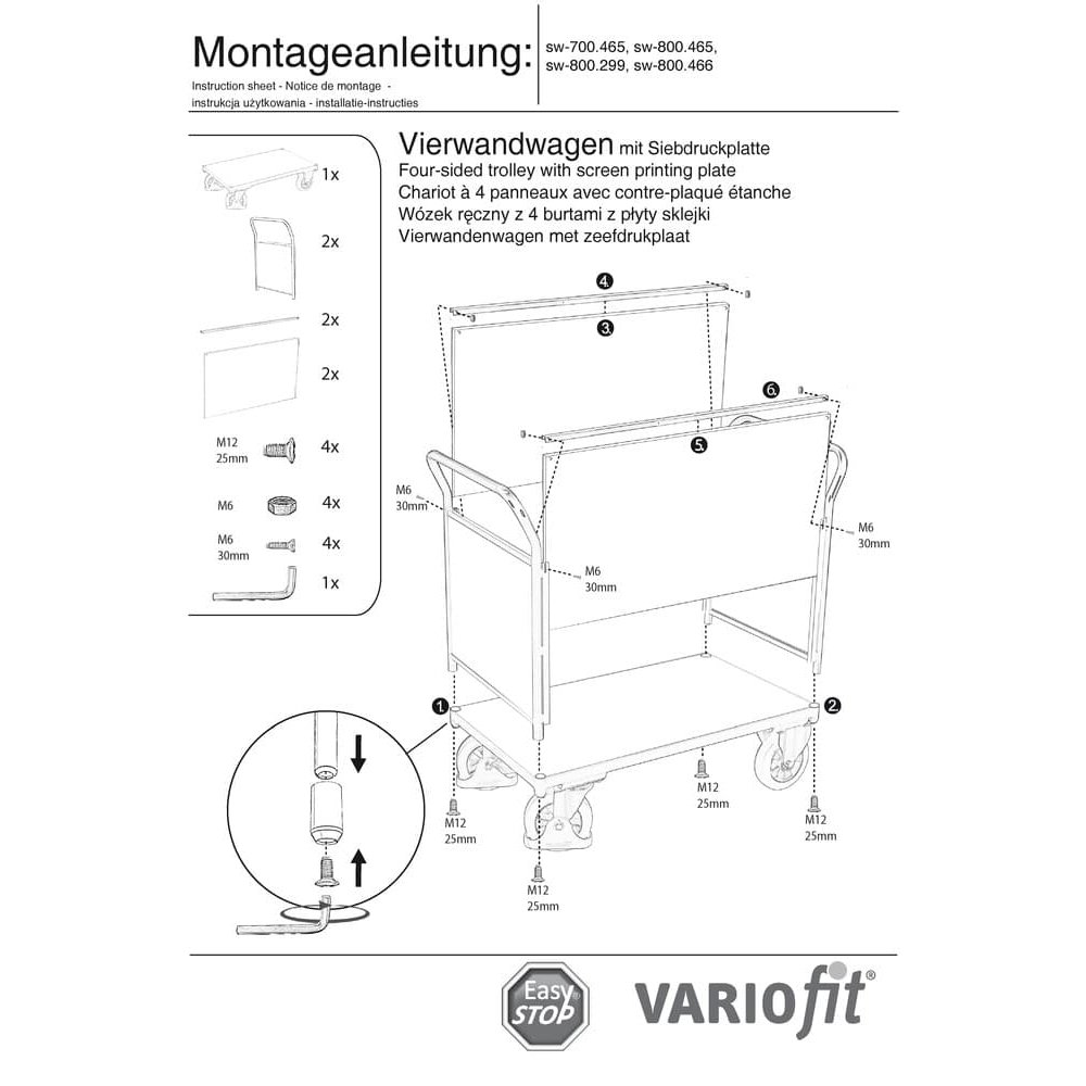 Vierwandwagen 1000 kg Typ M + EasySTOP-0