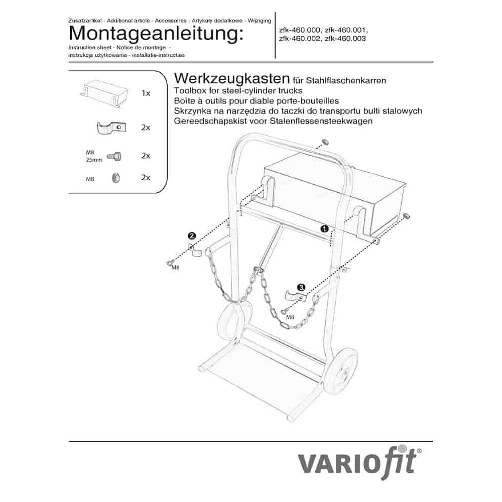 Werkzeugkiste für Stahlflaschenkarren fk-1100 / 1101-2