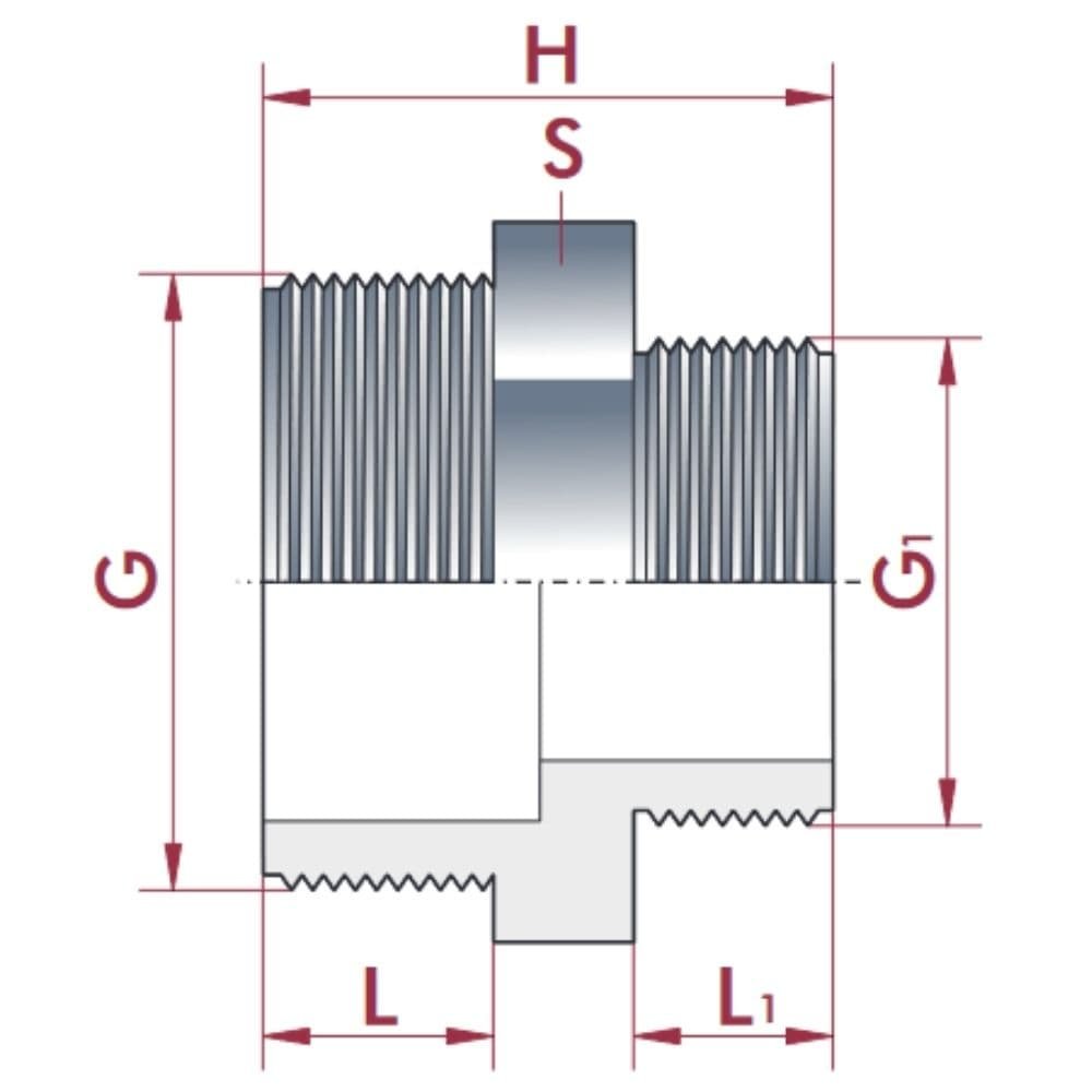 PVC - U Doppelnippel reduziert AG 2 1/2" x 1 1/2"-0