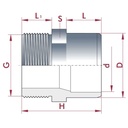 PVC-U Übergang Muffe x AG 32-25mm x 3/4" PN10-0