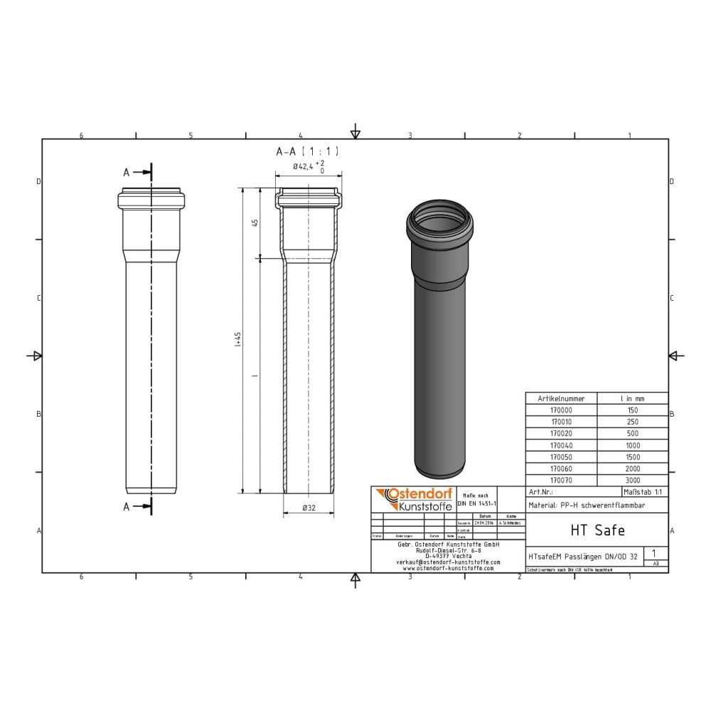 HTsafeEM Rohr DN/OD 32 x 150 mm-1