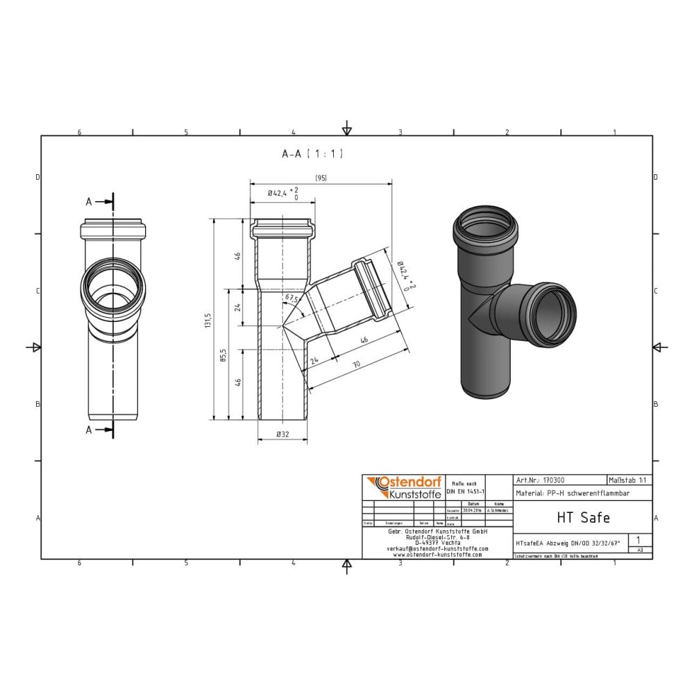 HTsafeEA Abzweig DN/OD 32/32    67 Grad-1