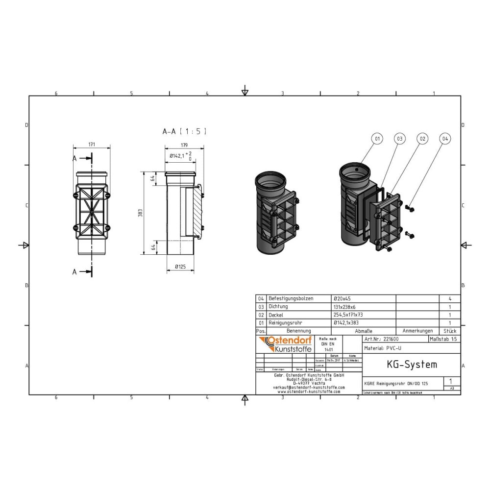 KGRE Reinigungsrohr DN/OD 125-1