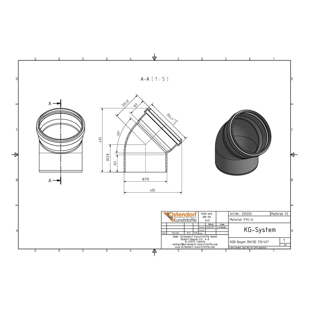 KGB Bogen DN/OD 315   45 Grad-1