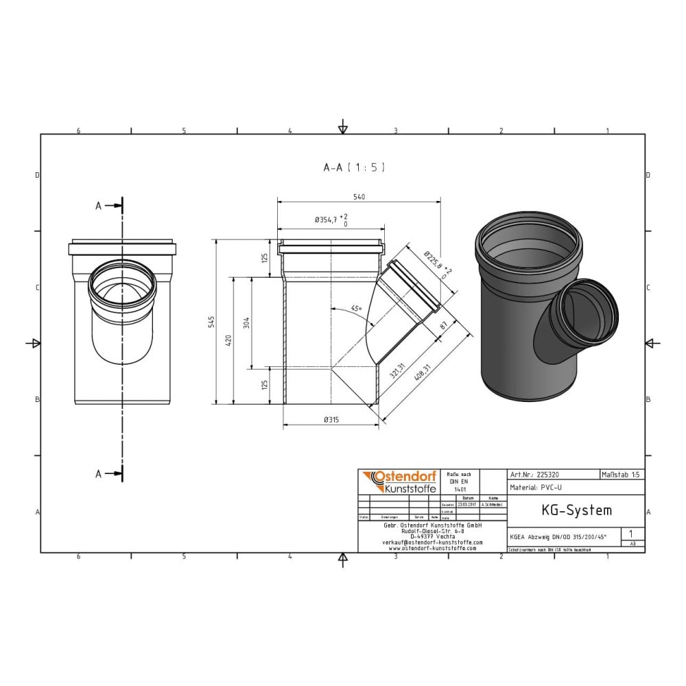 KGEA Abzweig DN/OD 315/200   45 Grad-1