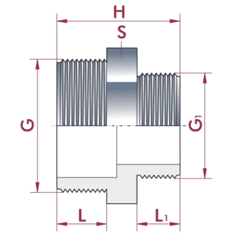 PVC - U Doppelnippel reduziert AG 3/4" x 1/2"-0