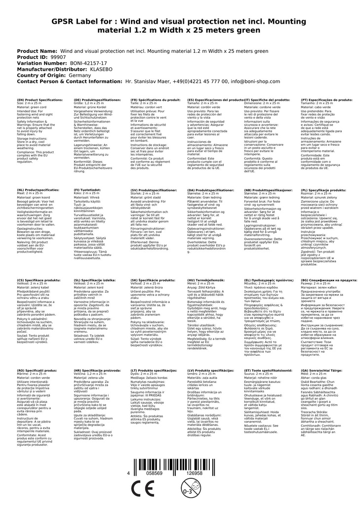 Wind- u. Sichtschutznetz inkl. Befestigungsmaterial 1,2 m Breite x 25 Meter grüne Kordel-3