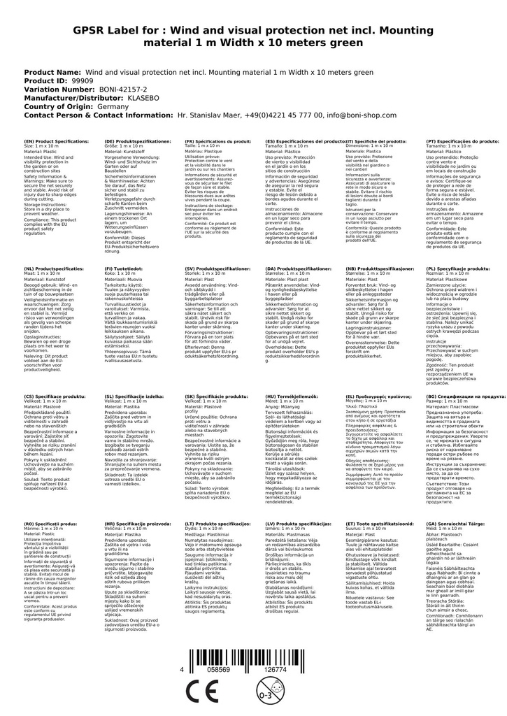 Wind- u. Sichtschutznetz inkl. Befestigungsmaterial 1 m Breite x 10 Meter grüne Kordel-3