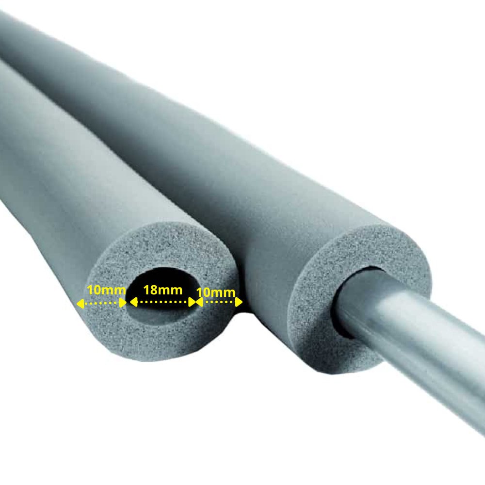 INSUL-TUBE® H PLUS Kautschuk 2m Rohrisolierung Ø 18 mm x 10 mm Dämmung 50% GEG