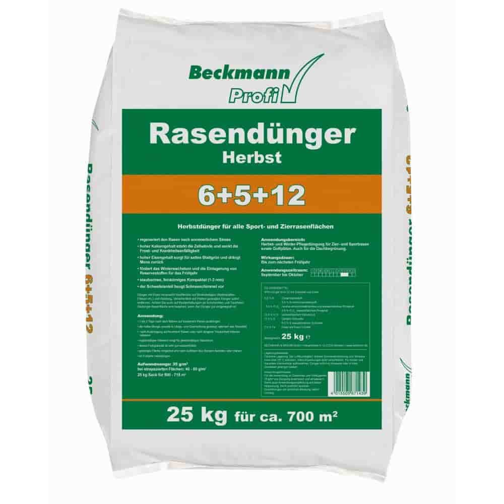 25 kg Rasendünger Herbst Beckmann NPK-6+5+12  f.ca. 700m²