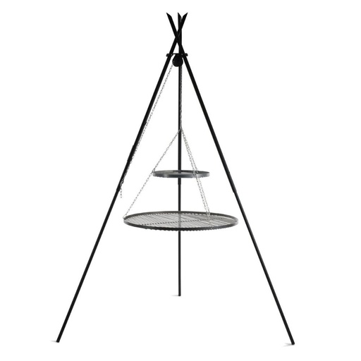 [BONI-C111446] Schwenkgrill „TIPI“ 210 cm + Doppelrost 70cm und 40 cm aus Naturstahl