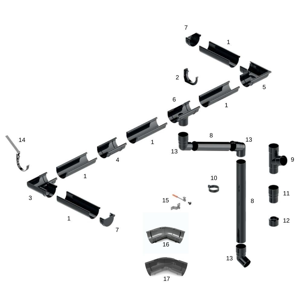 Rinnenkappe rechts braun System 125-5