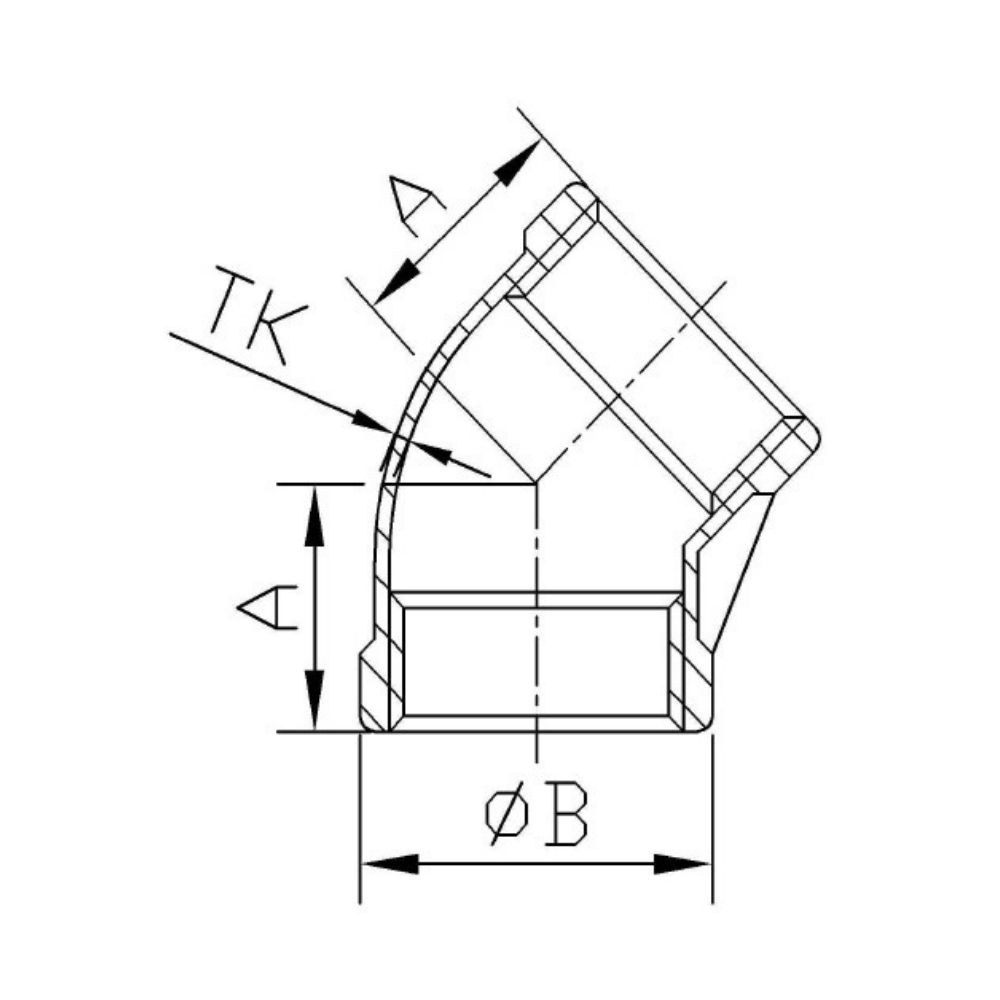 Gewindefitting Edelstahl Winkel 45° 1" IG-1