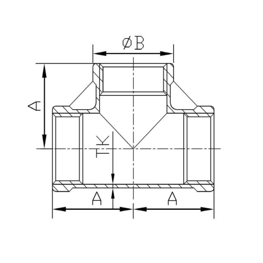 Gewindefitting Edelstahl T-Stück 90° 1/2" IG-1